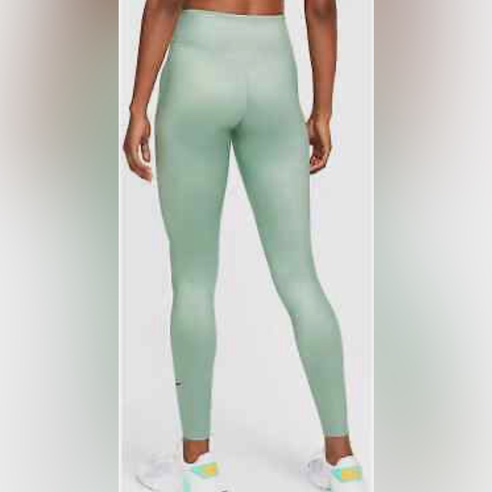 Nike Women’s One Shine Full Length Tights Green Large Mid Rise NWOT - Picture 2 of 7